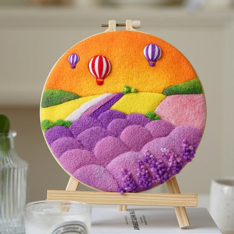 Balloons in Lavender Field - DIY Felt Painting Kit