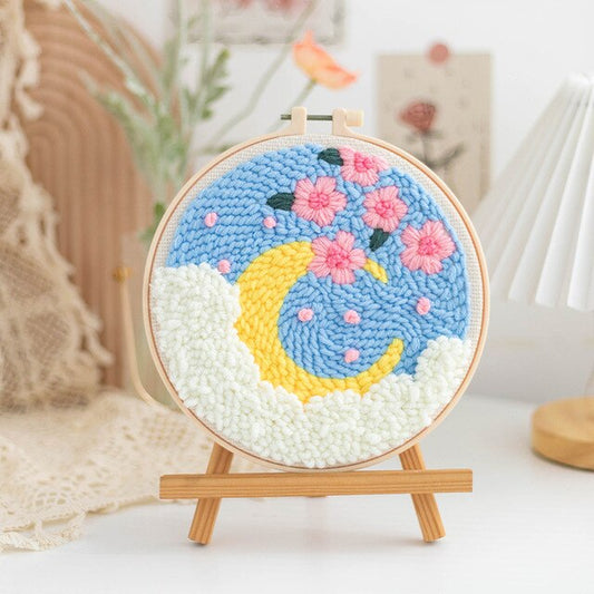 Flowers and Moon- Punch Needle Kit