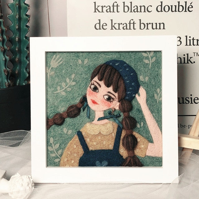 Girl with Headband - DIY Felt Painting Kit