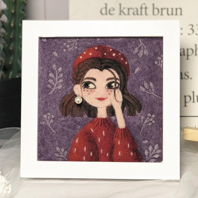 Girl in Red Dress - DIY Felt Painting Kit