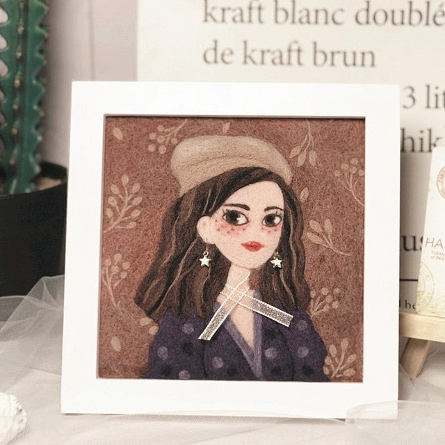 Girl with Cap - DIY Felt Painting Kit