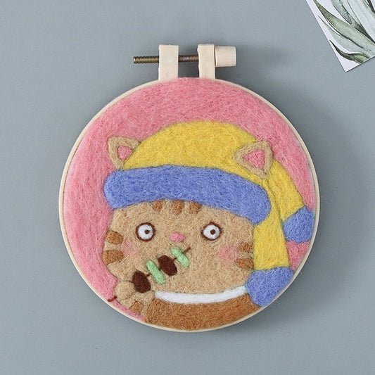 Cat with Yellow Cap - DIY Felt Painting Kit