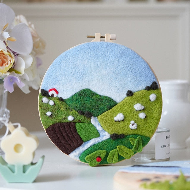 Grassland with River - DIY Felt Painting Kit