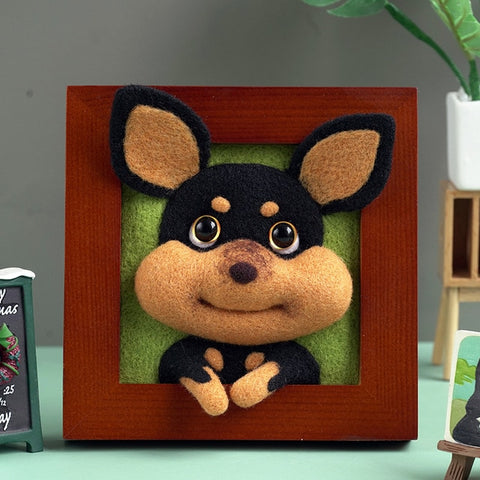 Puppy with Frame - DIY Felt Painting Kit